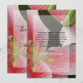 Élégante Lys orientaux Carte de remerciements Mari (Devant / Derrière)