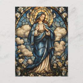 Elegante Maagd Maria Glas in lood Art Briefkaart