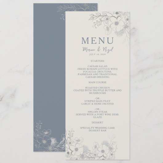 Elegante Maagdenpalm Bruiloft Menu (Voorkant / Achterkant)