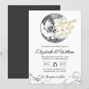 Elegante Maan Goud Typografie Halve Maan Huwelijk Kaart