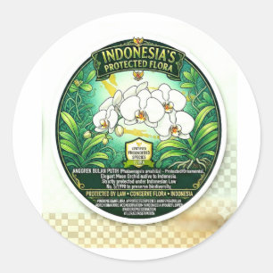 Elegante Maan Orchidee Kunst - Iconische Indonesis Ronde Sticker