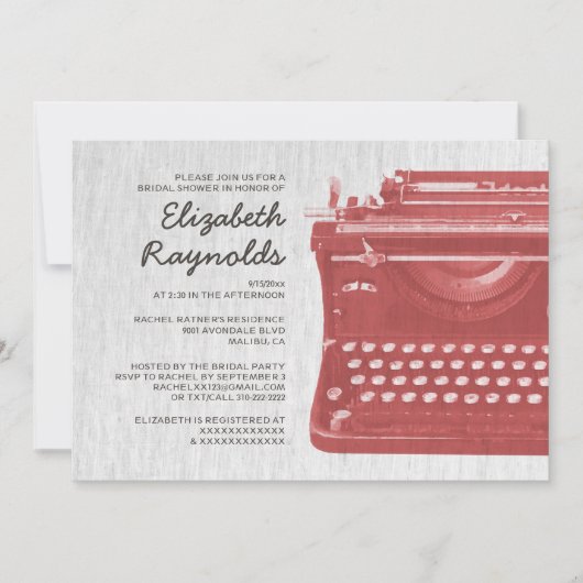 Élégante machine à écrire : clés des invitations à (Devant)
