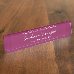 Elegante Magenta Bourgondië Zakelijke Functietitel Naambordje