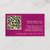 Elegante Magenta & Gold Professional QR-code Visitekaartje (Achterkant)