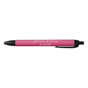 Elegante magenta met witte script salon naam zwarte inkt pen
