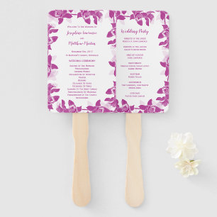 Elegante magenta orchidee bruiloft ceremonie progr handwaaier