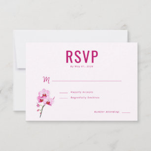 Elegante Magenta Orchidee RSVP Kaartje