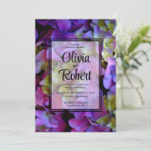 Elegante Magenta Paarse Hydrangea bloemenbruiloft Kaart (Staand voorkant)