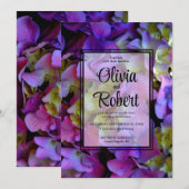 Elegante Magenta Paarse Hydrangea bloemenbruiloft Kaart (Voorkant / Achterkant)