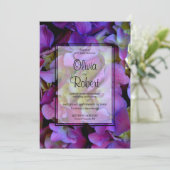 Elegante Magenta Paarse Hydrangea bloemenbruiloft Kaart (Staand voorkant)