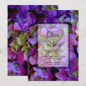 Elegante Magenta Paarse Hydrangea bloemenbruiloft Kaart (Voorkant / Achterkant)