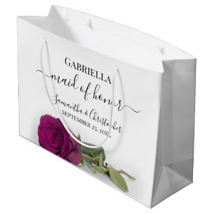 Elegante Magenta Plum Roos Maid of Honor bruiloft Groot Cadeauzakje