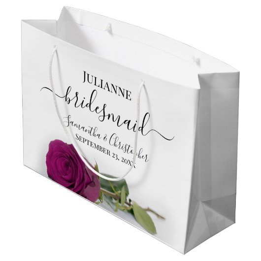 Elegante Magenta Pruim Roos Posh Bruidsmeisje Trou Groot Cadeauzakje (Achterkant Gekanteld)