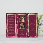Elegante Magenta Red Gold Agaat Brochure (Staand voorkant)