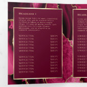 Élégante Magenta Red Gold Agate Trifold Brochure (Intérieur en premier)