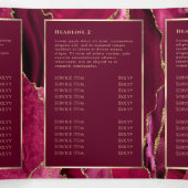 Élégante Magenta Red Gold Agate Trifold Brochure (Intérieur au milieu)