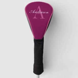 Elegante Magenta Rood, Roze & Wit Naam & Monogram Golfheadcover
