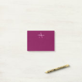 Elegante Magenta Rood, Roze & Wit Naam & Monogram Post-it® Notes (Op bureau)