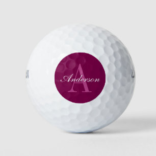 Elegante Magenta Rood, Roze & Witte Naam & Monogra Golfballen