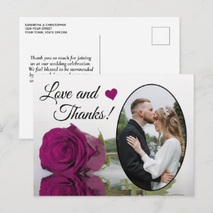 Elegante Magenta Roos Posh Huwelijksliefde & Bedan Briefkaart