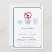 Elegante Magenta Witte Bloemen Proefdinermaal Kaart (Voorkant)