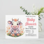 Elegante Magische Barnyard Digitale Koe Baby showe Kaart (Staand voorkant)