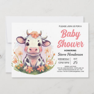 Elegante Magische Barnyard Digitale Koe Baby showe Kaart