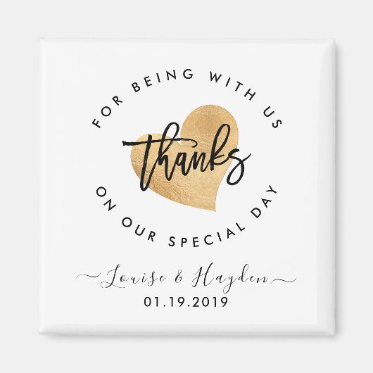 Elegante magneet bruiloft gunst, handgeschreven bo (Voorkant)