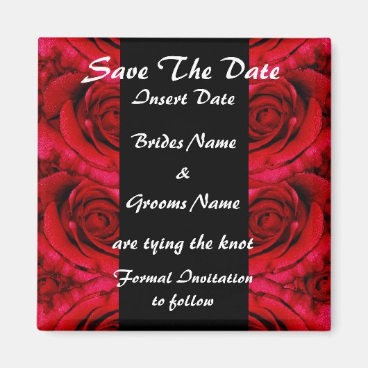 Élégante Magnet Réservez la date de roses rouges (Devant)