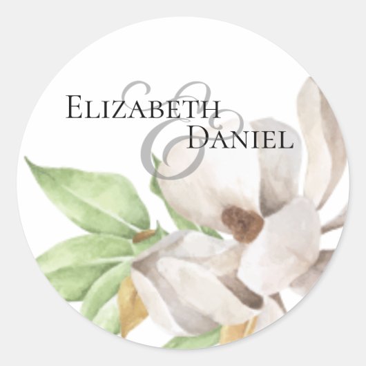 Elegante Magnolia Aquarel Klassieke Sticker (Voorkant)