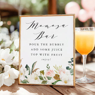 Elegante Magnolia Baby Shower Momosa Bar Bord Poster