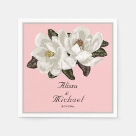 Elegante Magnolia bloeit op roze Servet