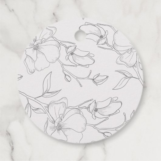 Elegante Magnolia Bloemen Zomer Bruiloft Bedankjes Labels (Achterkant)