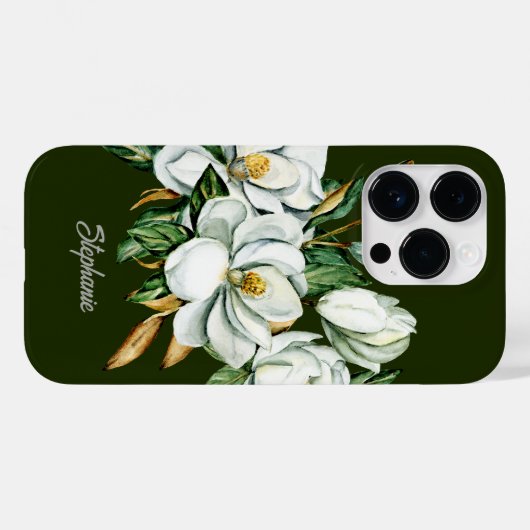 Elegante Magnolia Bloesem Persoonlijke Bruidsmeisj Case-Mate iPhone Case (Achterkant (horizontaal))