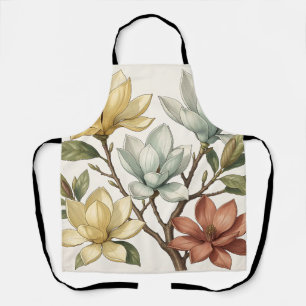 Elegante Magnolia Bloesems Crème Geel Terracotta Schort