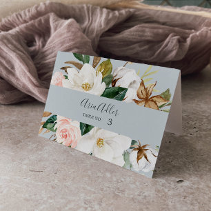 Elégante Magnolia Blue Grey Mariage Cartes de Plac
