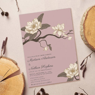 Elegante  Magnolia Blush Roze bruiloft Kaart