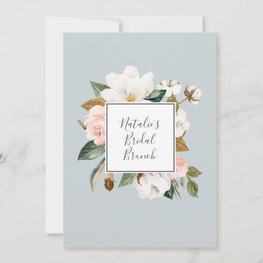 Elegante Magnolia | Bruidsbrunch in Zwart en Wit Kaart (Achterkant)