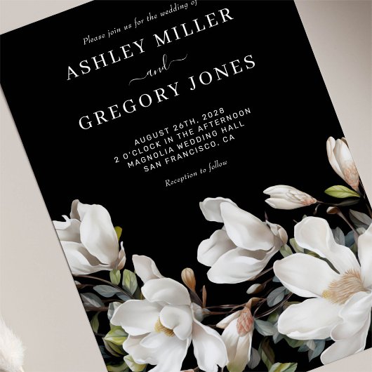 Elegante Magnolia bruiloft uitnodiging foto