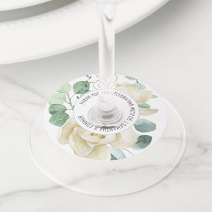 Elegante Magnolia Eucalyptus groen bruiloft gunst Wijnglaslabel