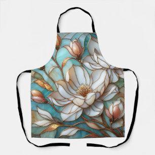 Elegante Magnolia Glas-in-lood Bloem Mozaïek Kunst Schort