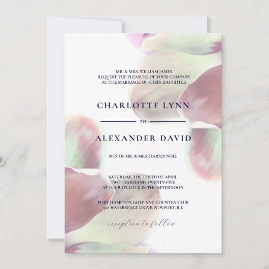 Elegante Magnolia roze en witte bruiloft Kaart (Voorkant)