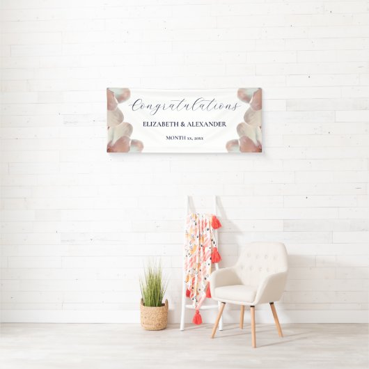 Elegante Magnolia roze en witte bruiloft Spandoek (Insitu)