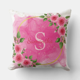 Elegante Magnolia Roze Monogram Worpkussen Kussen