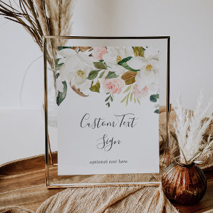 Elegante Magnolia Wit & Blush Tekstbord Op Maat Poster