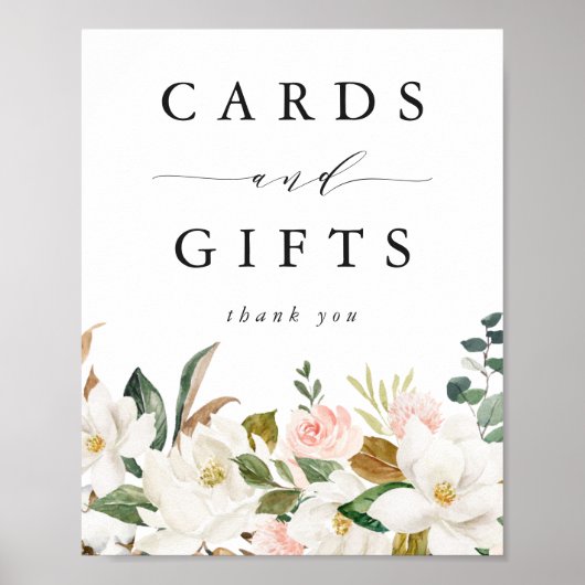 Elegante Magnolias Baby shower Kaarten en geschenk Poster (Voorkant)