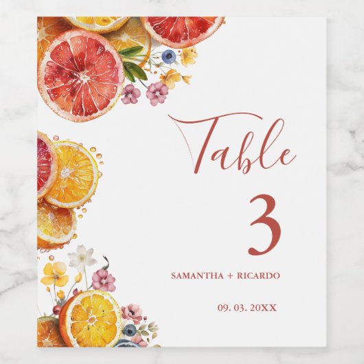 Elegante Main Squeeze Citrus Trouwtafel Wijn Etiket (Enkel label)