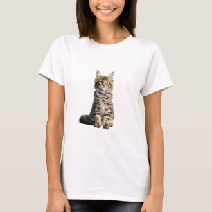 Elegante Maine Coon kitten met grijze vlinderdas T-shirt