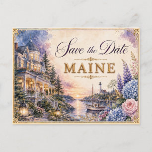 Elegante Maine Save the Date Trouw Uitnodiging