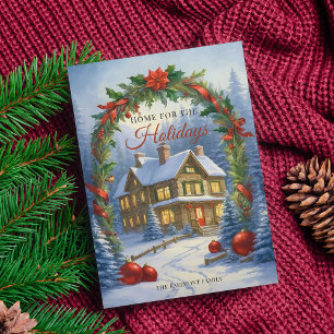 Élégante Maison pour les Fêtes Carte de Noël